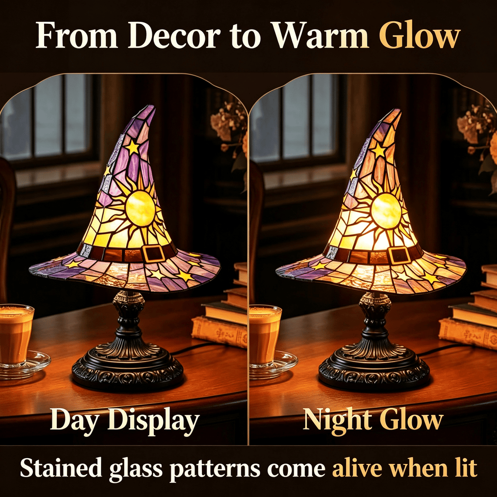 Stijggn Witch Hat Lights Halloween Glowing Lights, Waterproof Hanging Witch Hat Decorations, Warm Light Festival Ornaments for Indoor Outdoor Yard Garden Party Halloween Decor