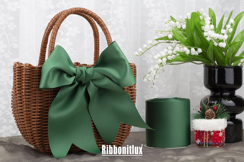 Ribbonitlux Grosgrain Ribbon 2 Inch x 25 Yards – Premium Polyester Craft Ribbon for Hair Bows, Gift Wrapping, Weddings & DIY – Solid Forest Green(#587) – 1 Roll