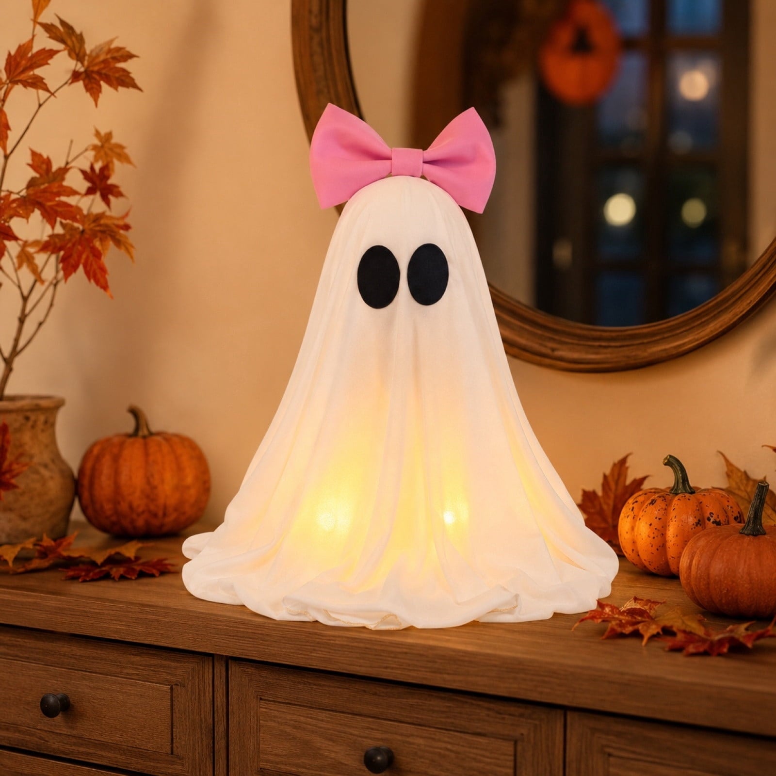 AuroraX Halloween Ghost Decor Outdoor Halloween Decoration Courtyard Tabletop Desktop Haunted Halloween Decoration for Yard Garden Pink