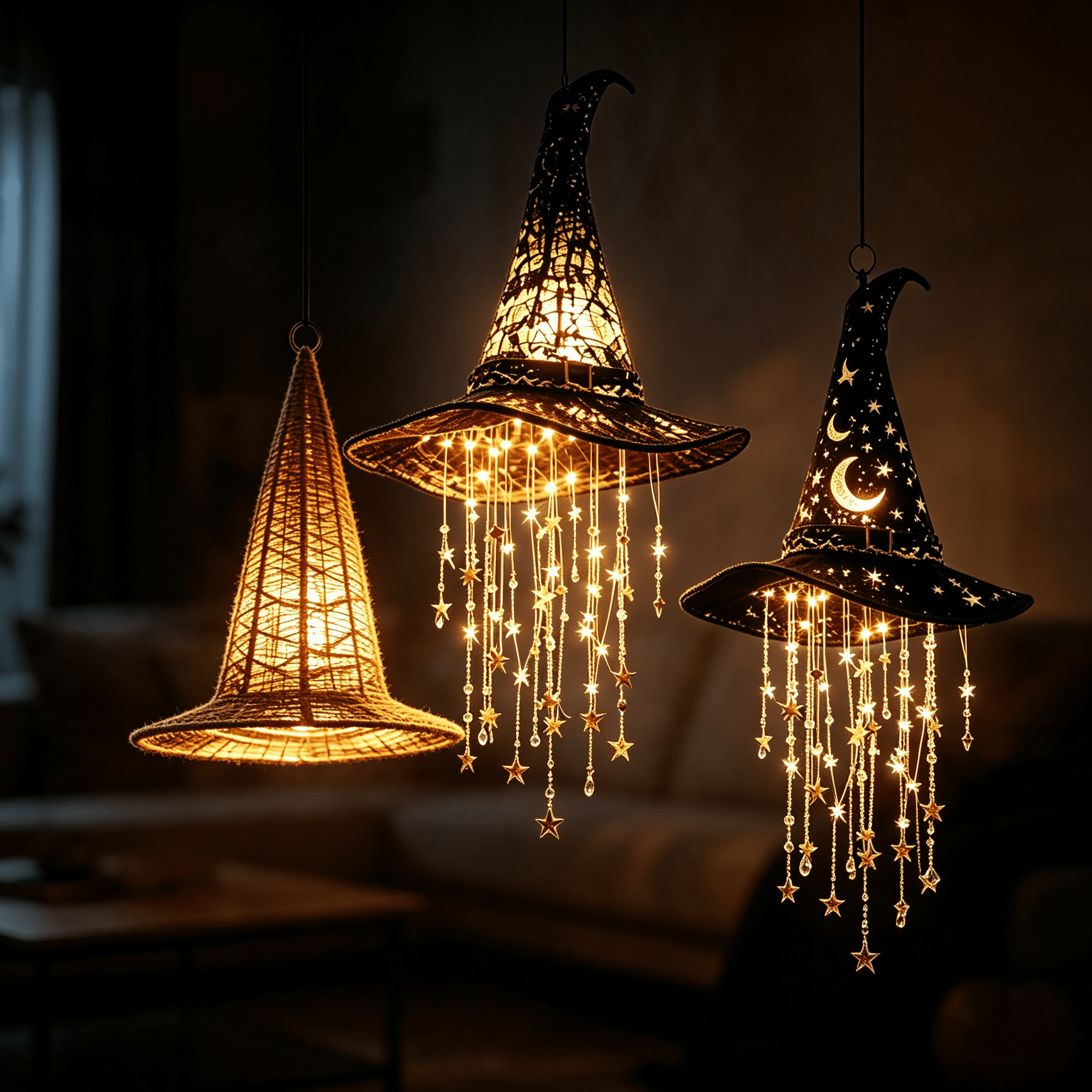 Stijggn Witch Hat Lights Halloween Glowing Lights, Waterproof Hanging Witch Hat Decorations, Warm Light Festival Ornaments for Indoor Outdoor Yard Garden Party Halloween Decor