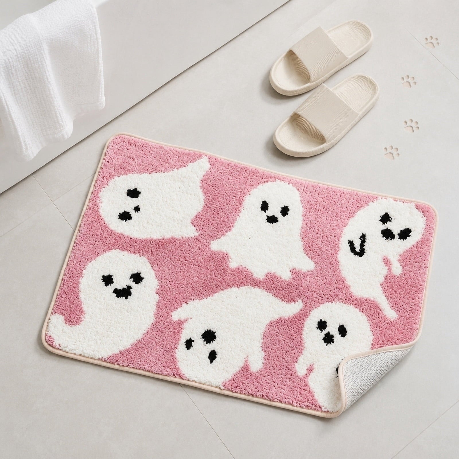 WWC Halloween Door Mat, 32x20 inch Halloween Decor Thick Non Slip Ghost doormat, Entryway Rug for Fall Party Indoor Outdoor Front Porch