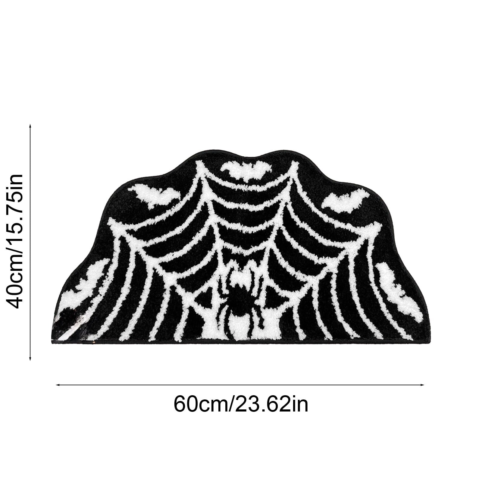 Taotanxi Spider Web Bath Mat, Halloween Bathroom Rug 15x23 Inches, Halloween Rugs Bathroom Decor, Black Gothic Bath Mat, Ultra Soft Great Absorbency