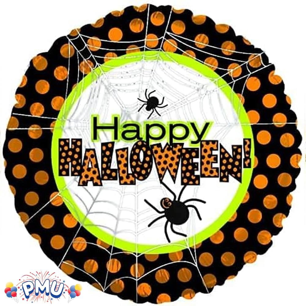PMU Halloween Party Decoration "Happy Halloween" Jack Faces Aglow 18 Inch Mylar-Foil Balloon (1pkg) Pkg/1