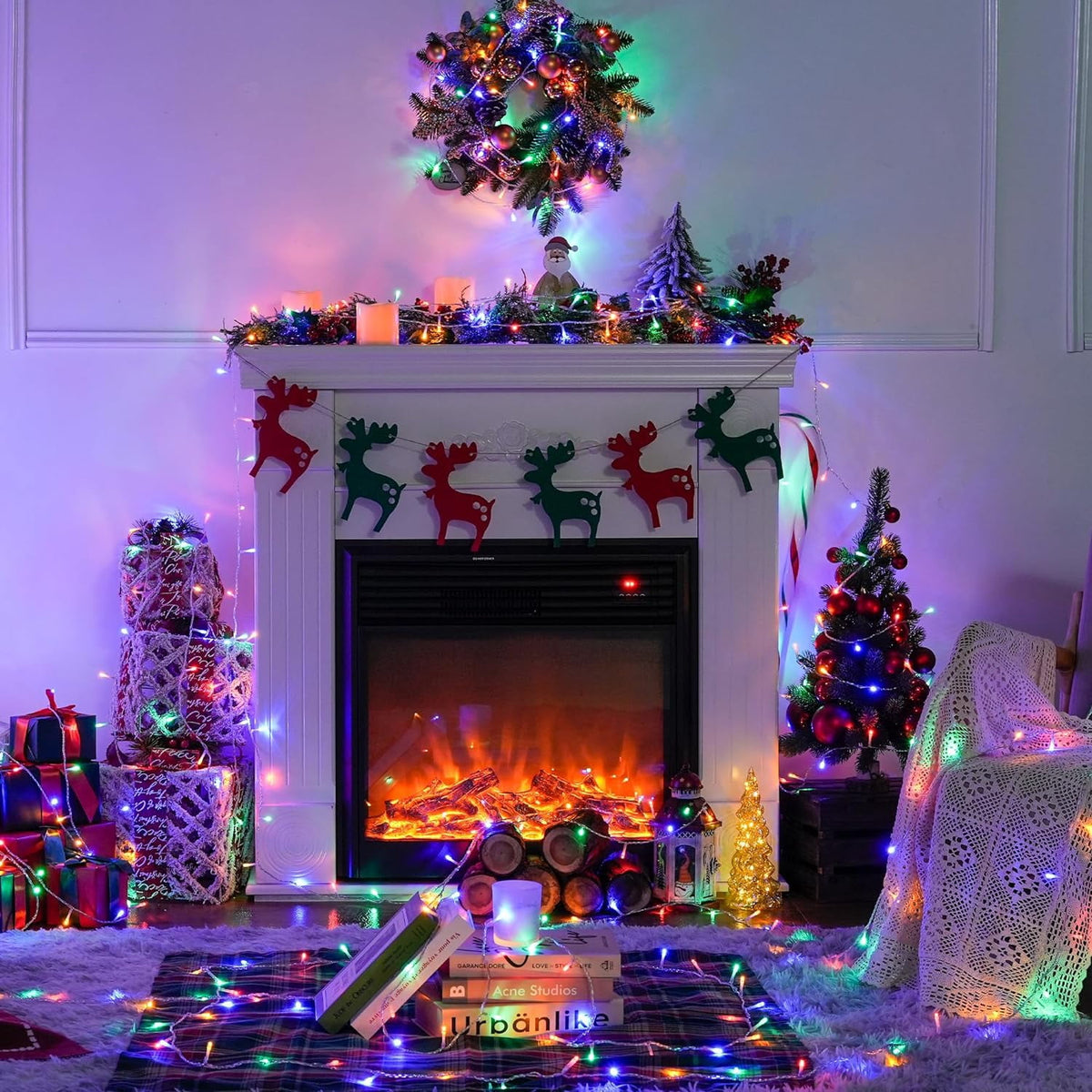JMEXSUSS 200 LED Christmas Lights Indoor Outdoor, Connectable Warm White Christmas Tree Lights Clear Wire, 66 Ft Twinkle Fairy String Lights Plug in for Bedroom Wedding Christmas Tree Decorations