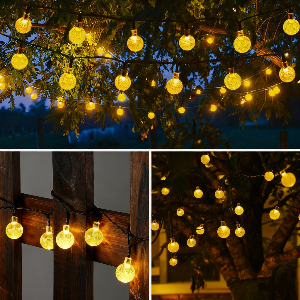 Toodour Solar String Lights Outdoor, 35.6ft 60 LED Waterproof Solar Powered Globe Patio Lights with 8 Modes for Garden Home Gazebo Yard Decorations (Warm White)
