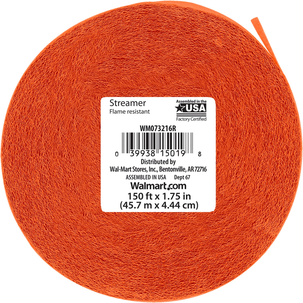 Orange Paper Party Streamer, 150', by Way To Celebrate
