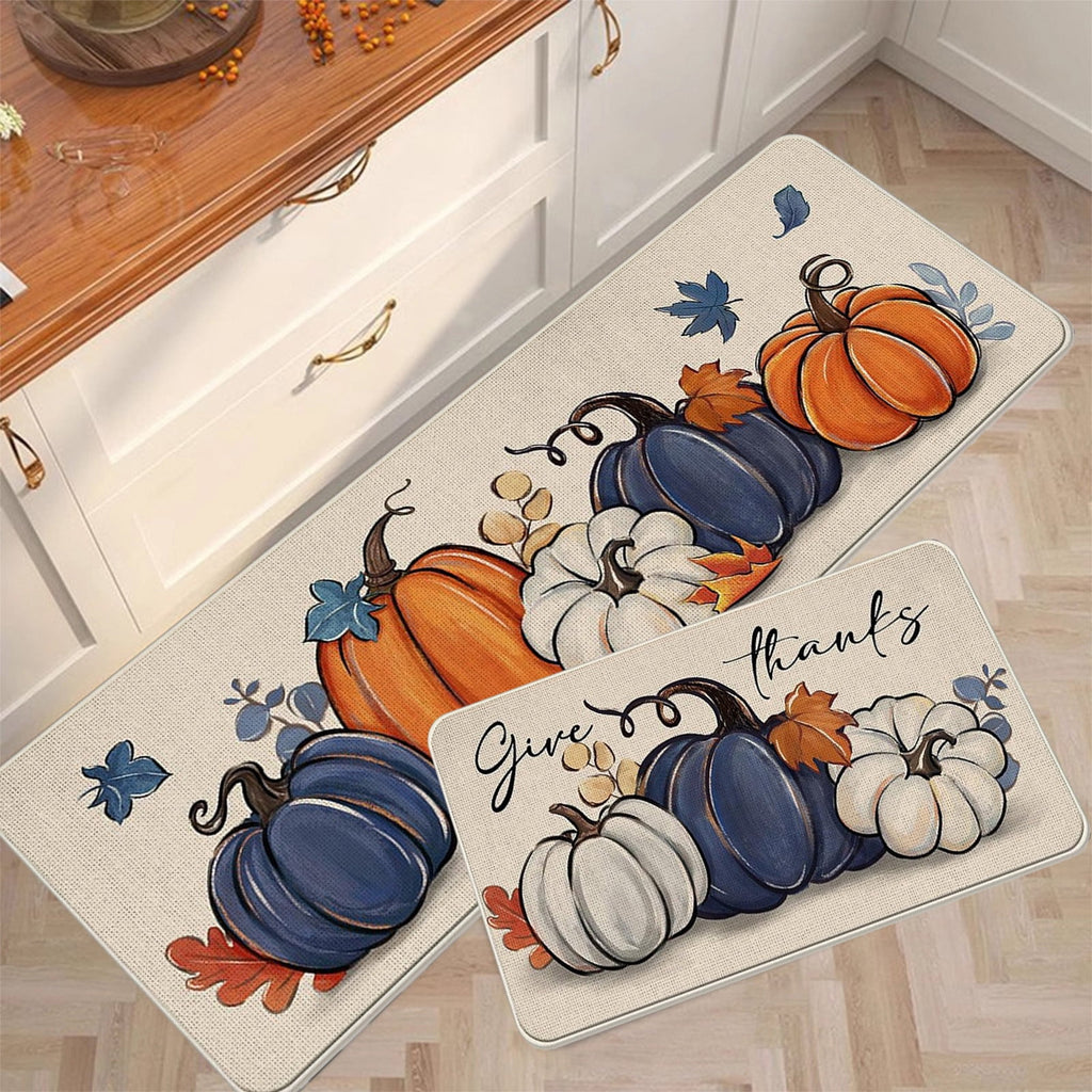 Stijggn Halloween Kitchen Mats for Floor Halloween Rugs Halloween Thanksgiving Decorations Doormat, Welcome Mats for Front Door,Spooky Outdoor Mats for Home Decor Holiday Decorative