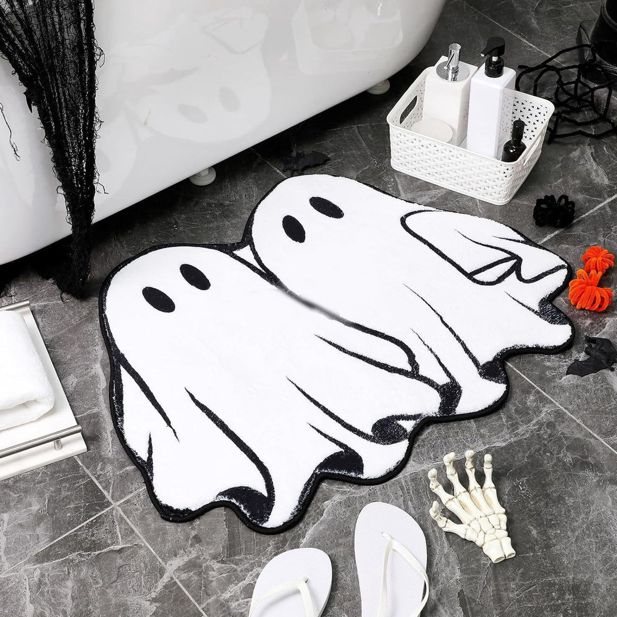 Halloween Bathroom Rugs，Farmhouse Halloween Rugs for Bathroom Decorations for The Home，Pumpkin Bath Mats，Holiday Cute Pumpkin Decor Non - Slip 15.7*23.6Inches