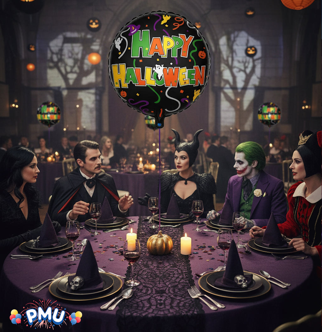 PMU Halloween Party Decoration "Happy Halloween" Jack Faces Aglow 18 Inch Mylar-Foil Balloon (1pkg) Pkg/1