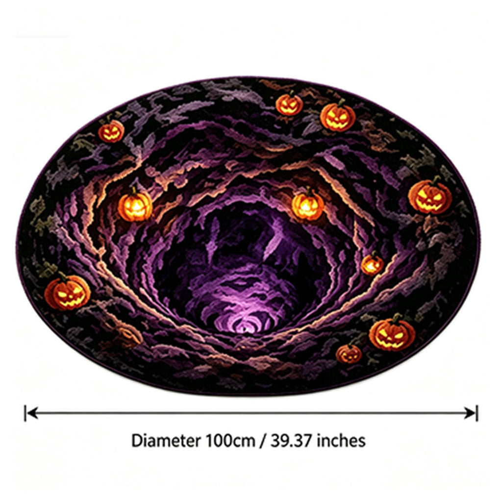 3D Halloween Round Rug, Illusion Halloween Round Mat, Funny Rug with Non-Slip Soft Visual Effect Door Mat for Living Room Indoor Decor