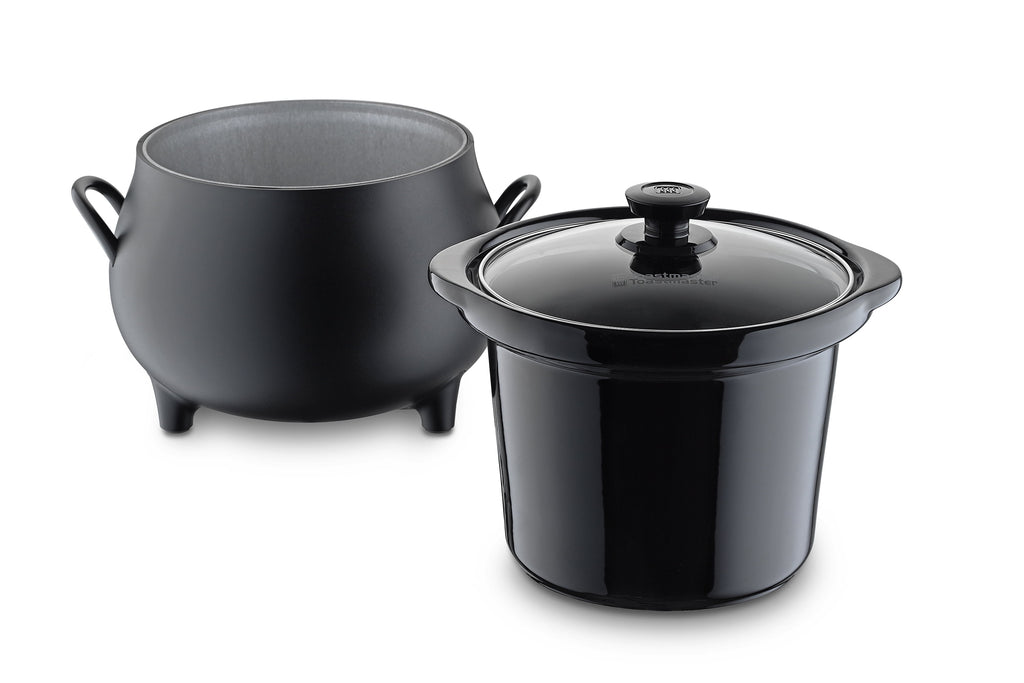 Toastmaster 4QT Black Cauldron Slow Cooker with Removable Crock and Glass Lid