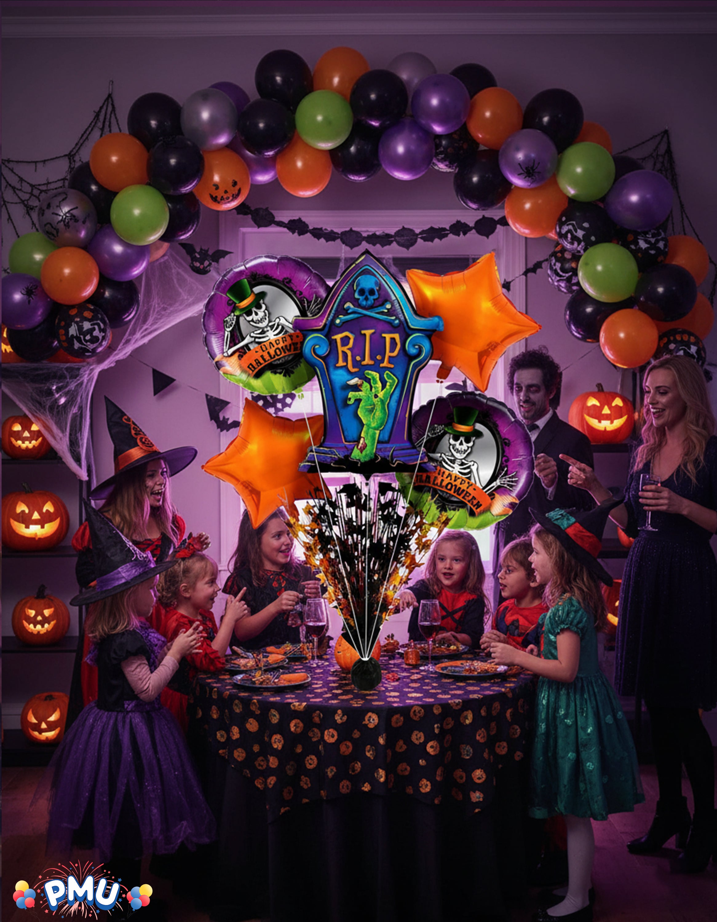 PMU Halloween Flying Ghost 24 Inch Mylar-Foil Balloon (10/pkg) Pkg/1
