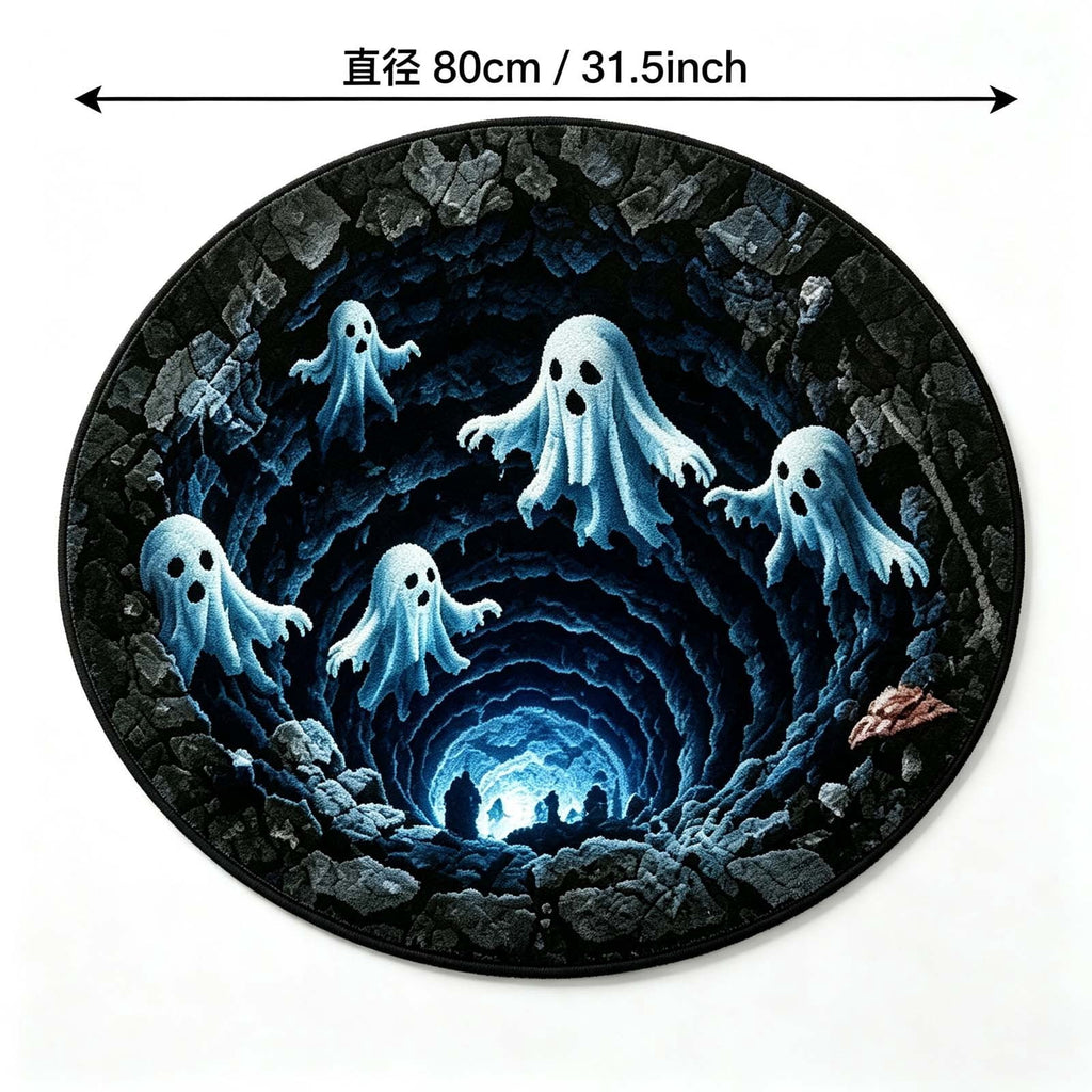 3D Halloween Round Rug, Illusion Halloween Round Mat, Funny Rug with Non-Slip Soft Visual Effect Door Mat for Living Room Indoor Decor