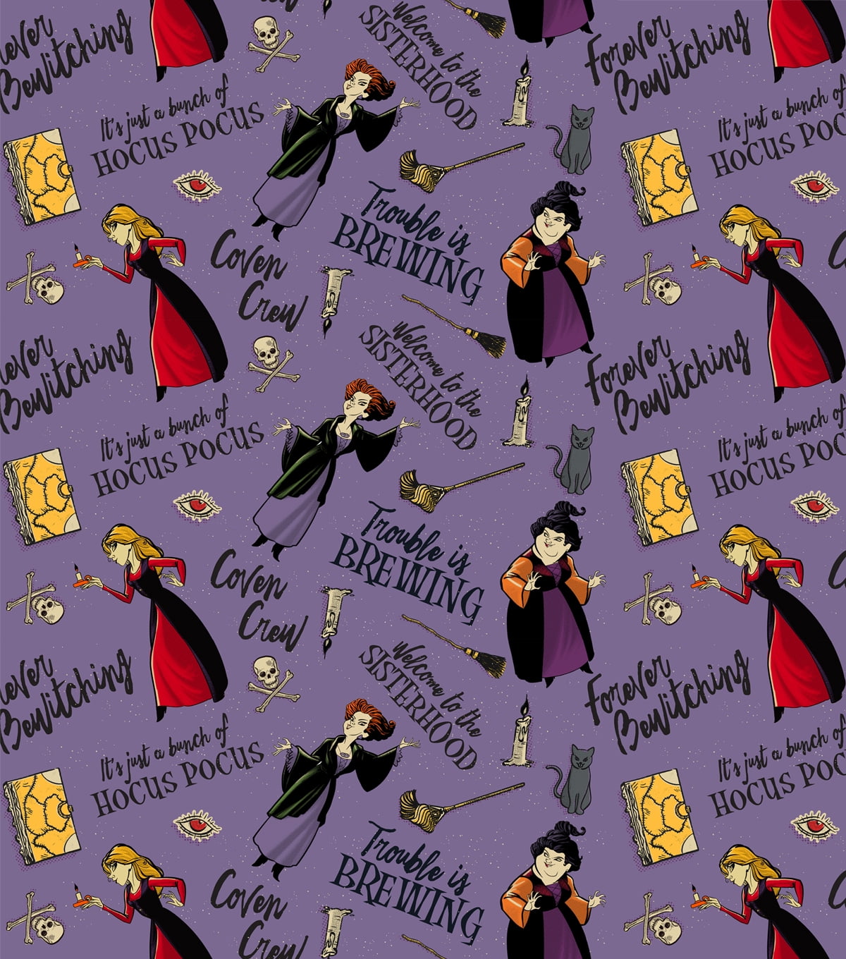Springs Creative 18" x 21" Cotton Hocus Pocus Trouble Brewing Precut Sewing & Craft Fabric, Multi-color