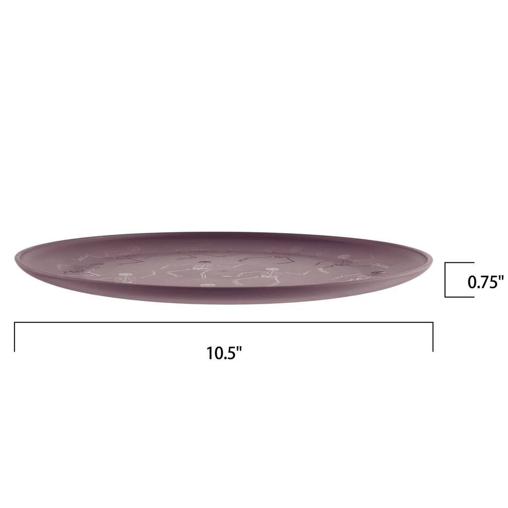Mainstays 10.5 in Round Plastic Halloween Bats Dinner Plate, Black