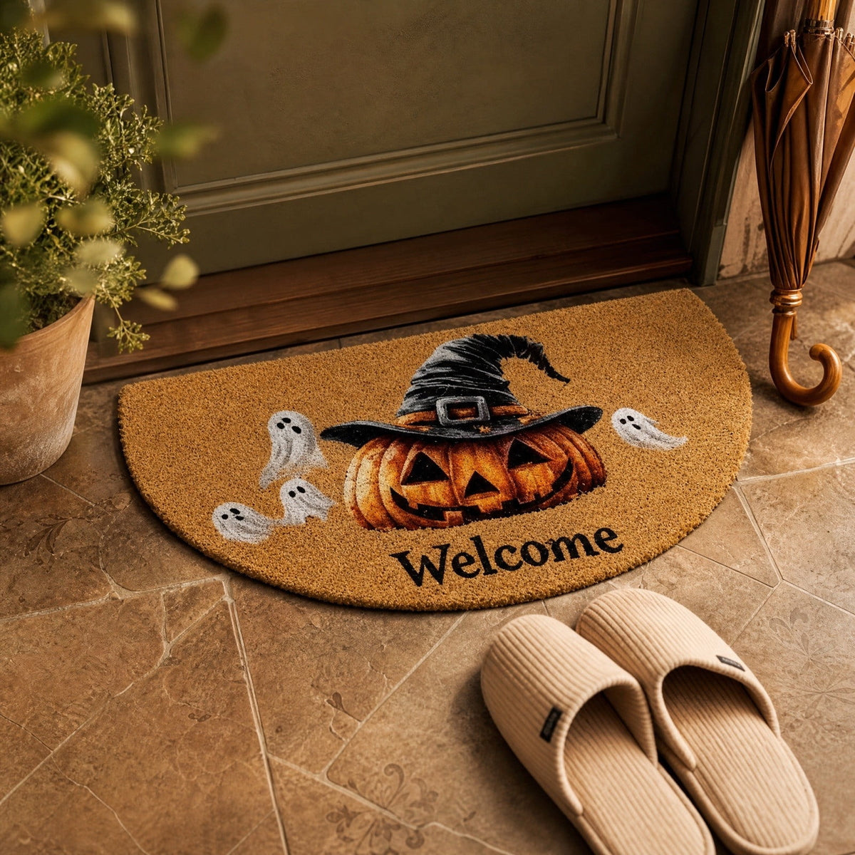 Sruoe Summer Carnival Printed Floor Mat, 15.74"x23.62", Water Absorbent Non Slip Doormat, Flannel Entryway Bathroom Kitchen Household Decor Rug