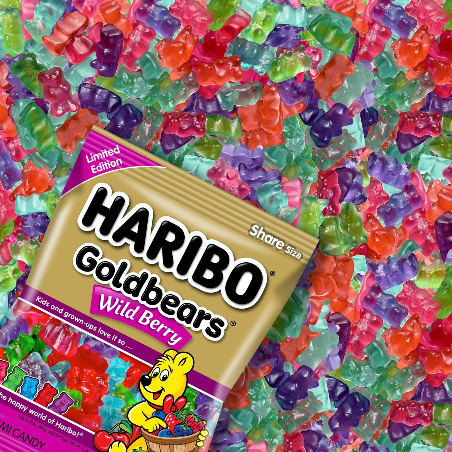 HARIBO Happy House Mix Halloween Gummy Candy Mini Pouches, 80ct, 33.4oz Laydown Bag