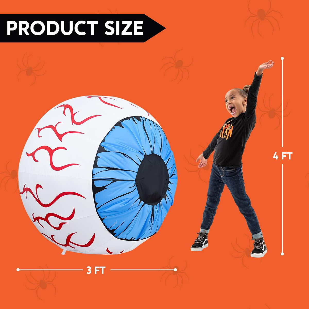 Joyfy 2 Pack Halloween Inflatable Eyes Decoration with Build-in LEDs,3 ft Blow Ups Green Eyes for Yard,Halloween Decor Outdoor with LEDs Party Supplies Blow up Decoration