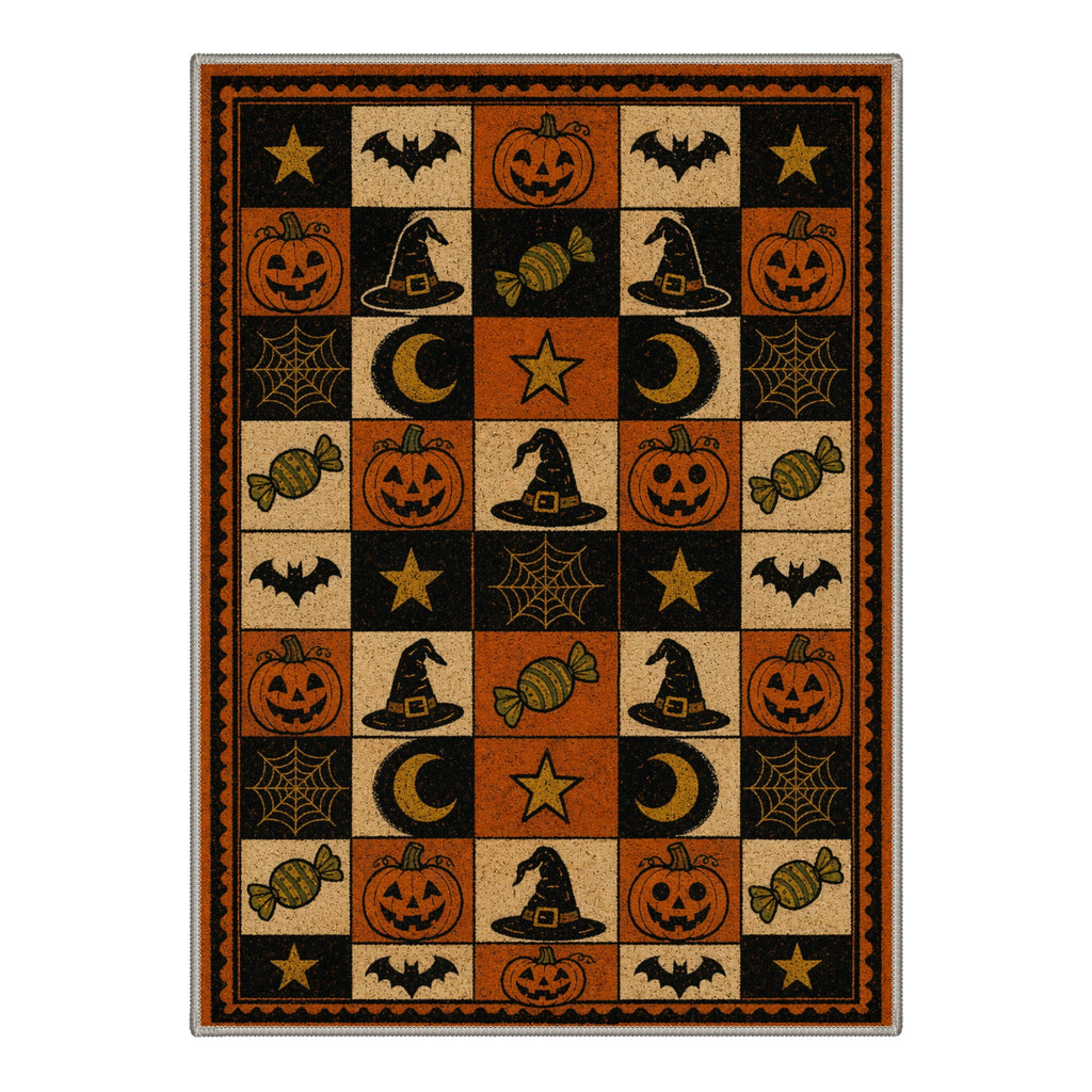 GENIMO 5'x7' Halloween Area Rug for Living Room, Washable Non Slip Soft Vintage Witch Indoor Rug for Bedroom Dining Room Home Office, Retro Sepia