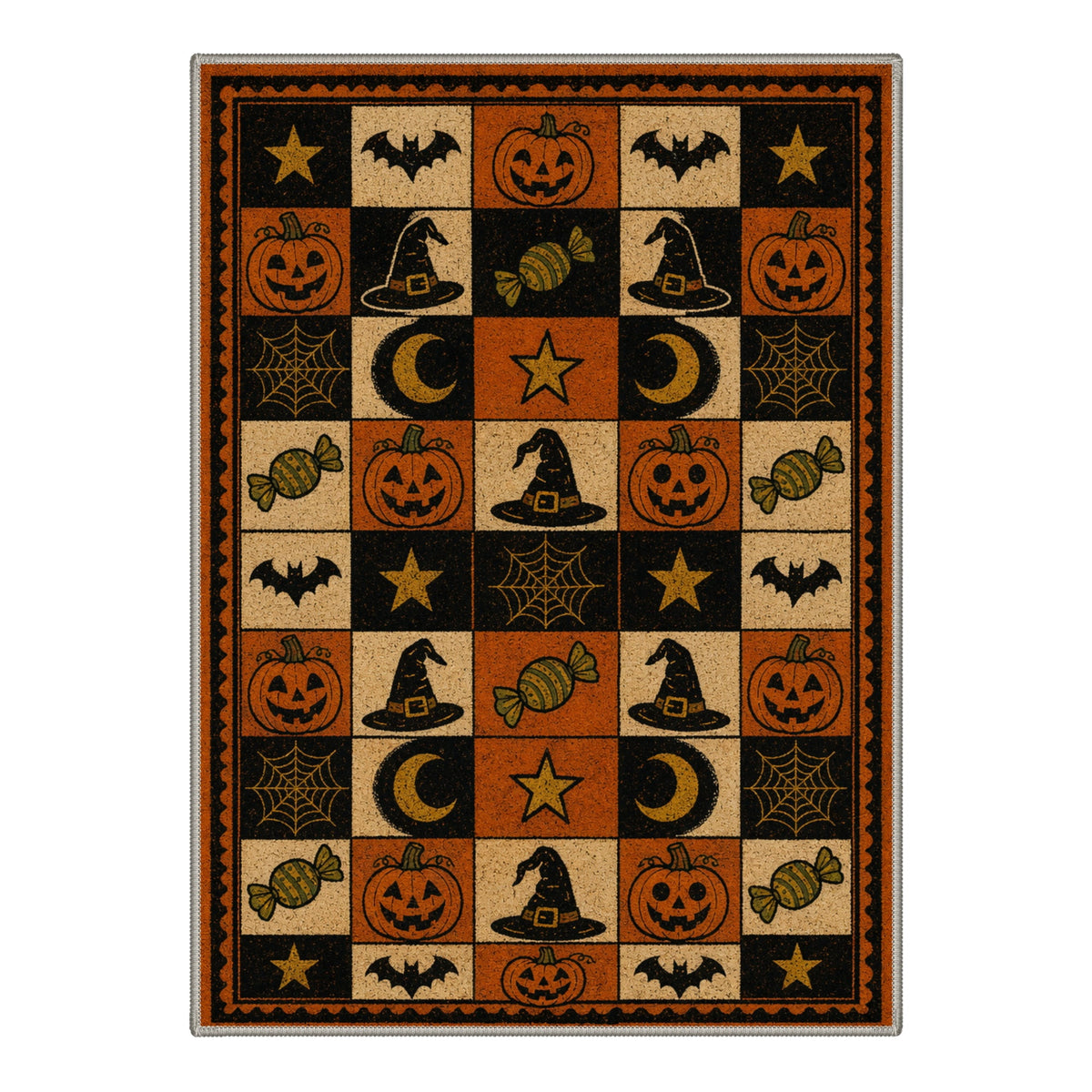 GENIMO 5'x7' Halloween Area Rug for Living Room, Washable Non Slip Soft Vintage Witch Indoor Rug for Bedroom Dining Room Home Office, Retro Sepia