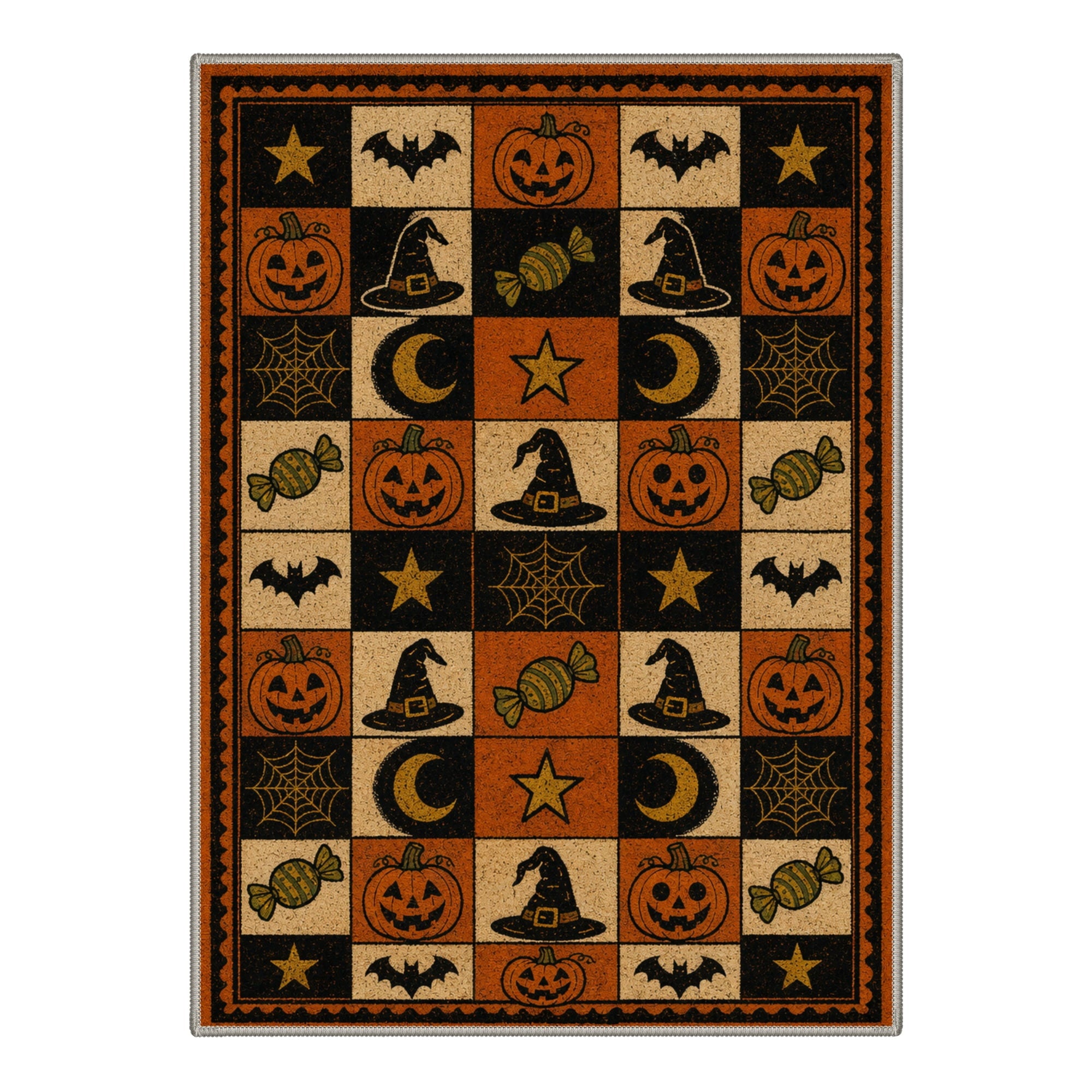 GENIMO 2'x7' Halloween Runner Rug, Washable Non Slip Soft Vintage Witch Indoor Outdoor Hallway Runner for Porch Patio Kitchen Entryway, Retro Sepia