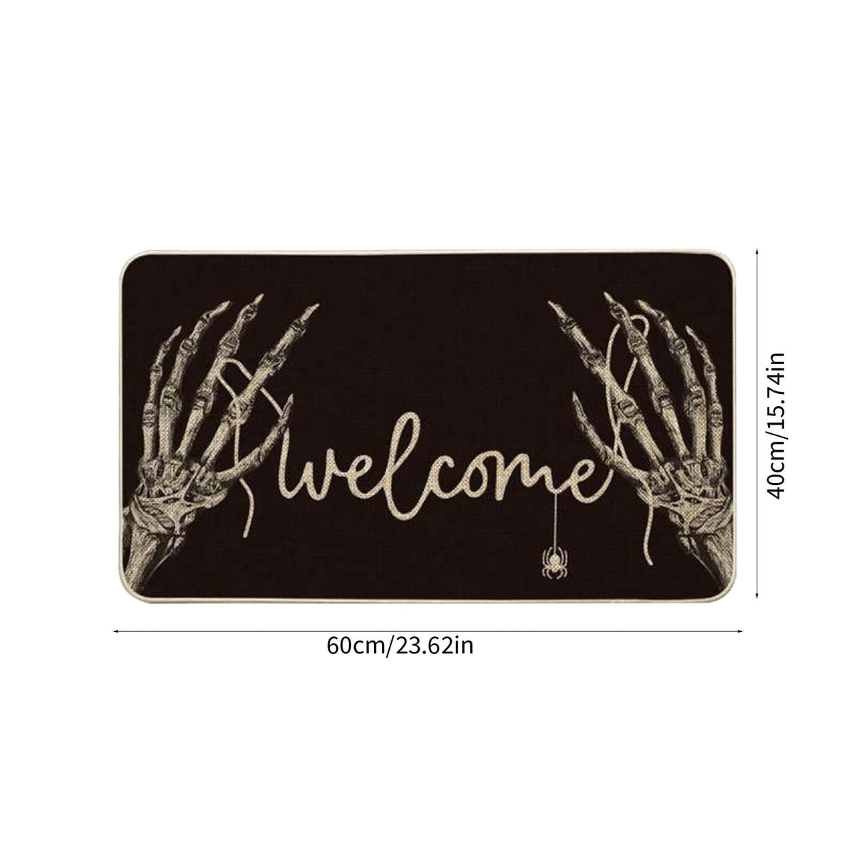 Halloween Skull Doormat Rug Indoor Outdoor,Skeleton Trick Or Treat Black Doormat Fall Door Mat Welcome Anti-Slip Front Entrance Holiday Seasonal Decoration 16 X 24 Inch