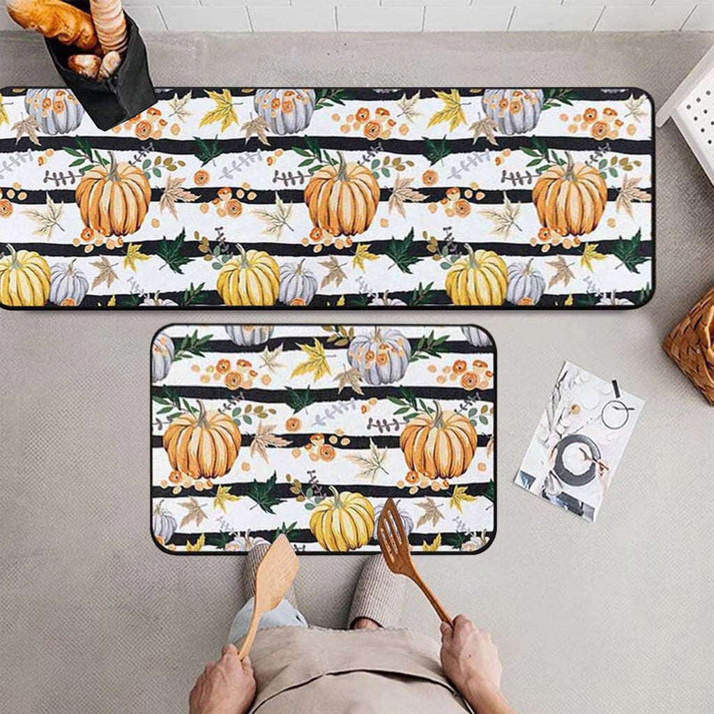 Zhourta Halloween Fall Plaid Outdoor Rug Orange Plaid Outdoor Rug Cotton Hand Woven Check Rug Layered Doormats for Front Door Front Porch Farmhouses Entryway Patio 15.7x23.6 Inch