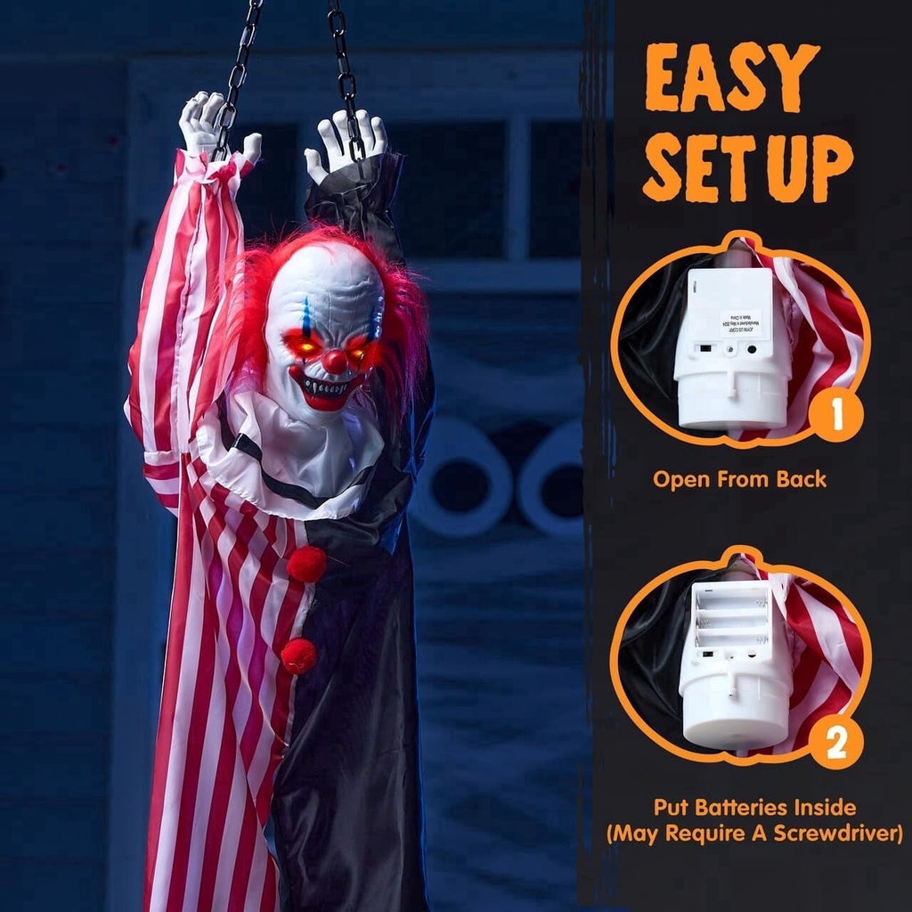 Joyfy 4 Pcs Halloween Decorations Outdoor Hanging Clown Ghost,29" Scary Outdoor Halloween Decor for Halloween Haunted House Decor Props