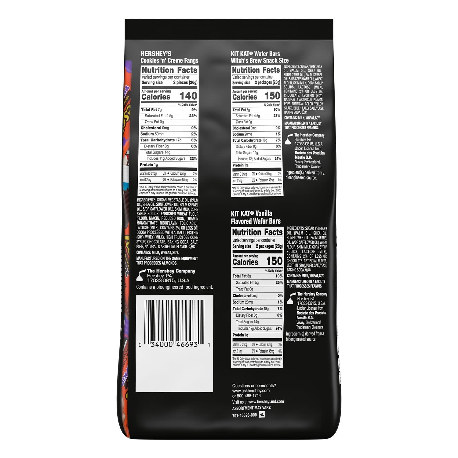 Hershey's, Kit Kat and Reese's Assorted, Halloween Candy Variety Bag, 17.28 oz (30 Pieces)