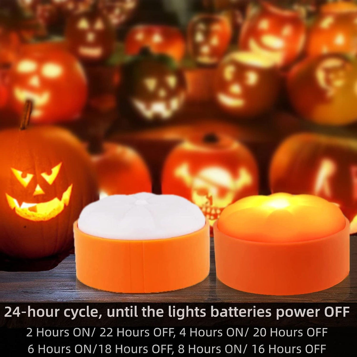 Deago Halloween LED Pumpkin Lights with Remote and Timers Battery Operated Orange Jack-O-Lantern Lights Flameless Candles for Halloween Decorations