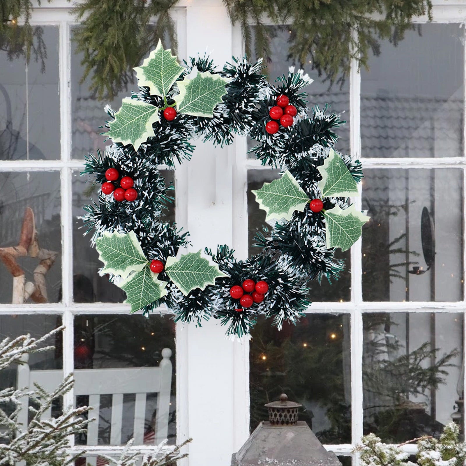 Btomtd Diameter 8" Pumpkin Skull Wreath Halloween Decor Acrylic Round Disk Hanging Ornament with Garland for Front Door Window, B