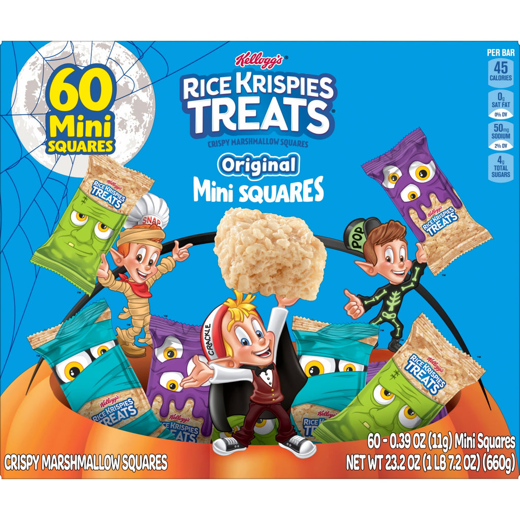 Rice Krispies Treats Halloween Crispy Mini Marshmallow Squares, Trick-or-Treat Snacks, 23.2 oz, 60 Count