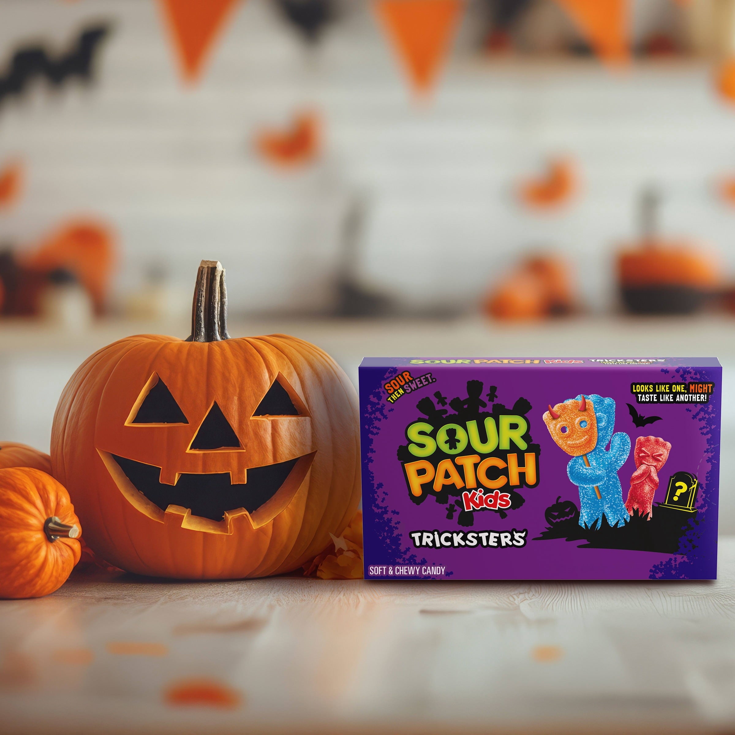 SOUR PATCH KIDS Tricksters Soft & Chewy Gummy Halloween Candy, 3.52 oz