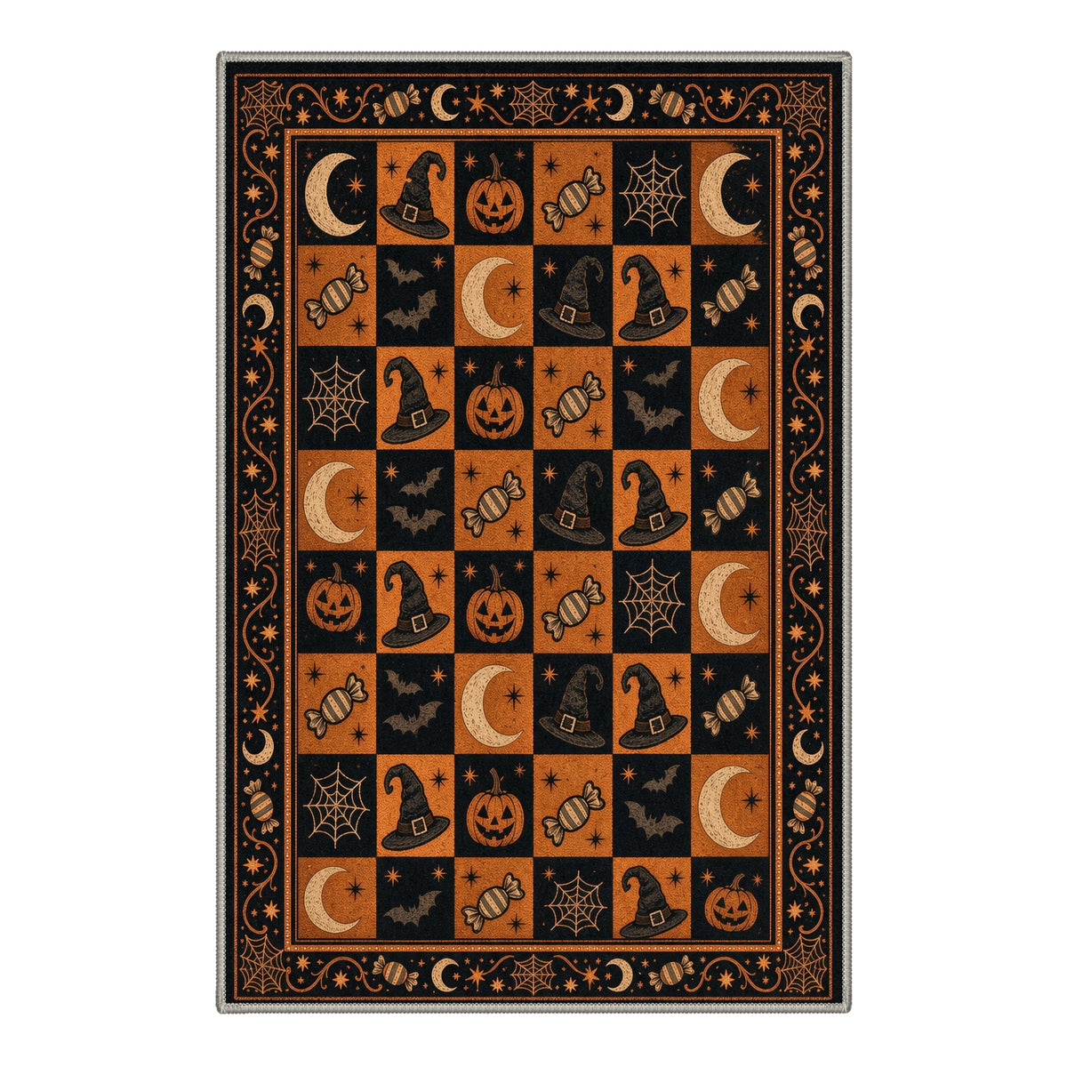 GENIMO 2'x3' Halloween Doormat, Washable Non Slip Soft Vintage Witch Outdoor Door Mat for Front Door Covered Porch Patio Entryway, Burnt Amber