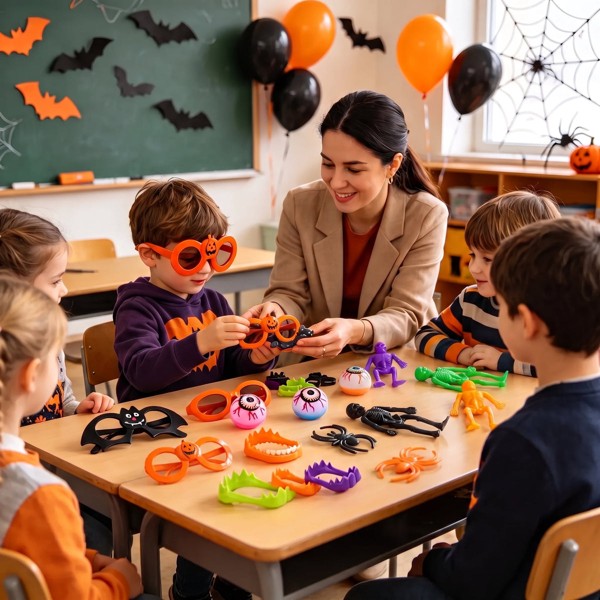 Scidweet Halloween Toys for Kids, 96 Pcs Halloween Party Favor Decorations Gifts Classroom Prizes Treasure Box Toys