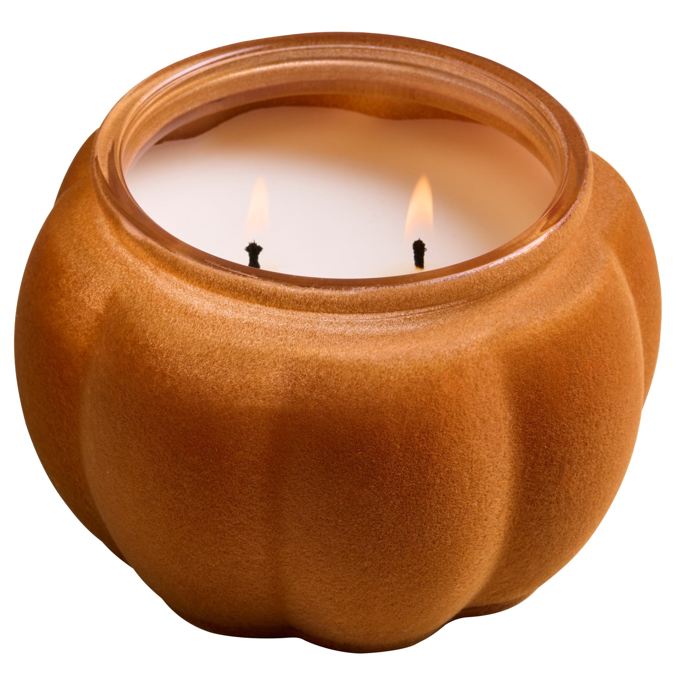 Better Homes & Gardens Flocked Pumpkin Jar Candle, Pumpkin Snickerdoodle Swirl, 2-Wick, 12.7 oz