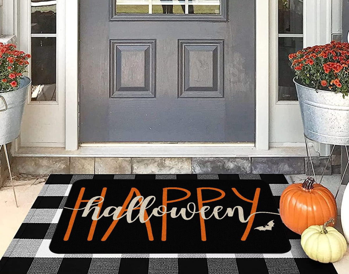 Halloween Door Mat 30 X 17 Inch Halloween Skull Doormat Indoor Outdoor Entrance Floor Mat Non Slip Halloween Decor Rubber Welcome Mats