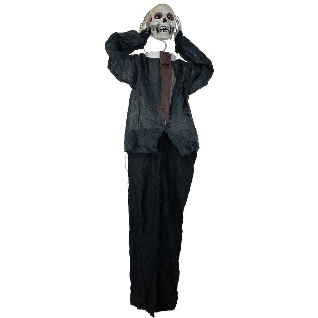Sunstar Skull Man Light-Up Animated Hanging Halloween Decoration - 43 in x 15 in