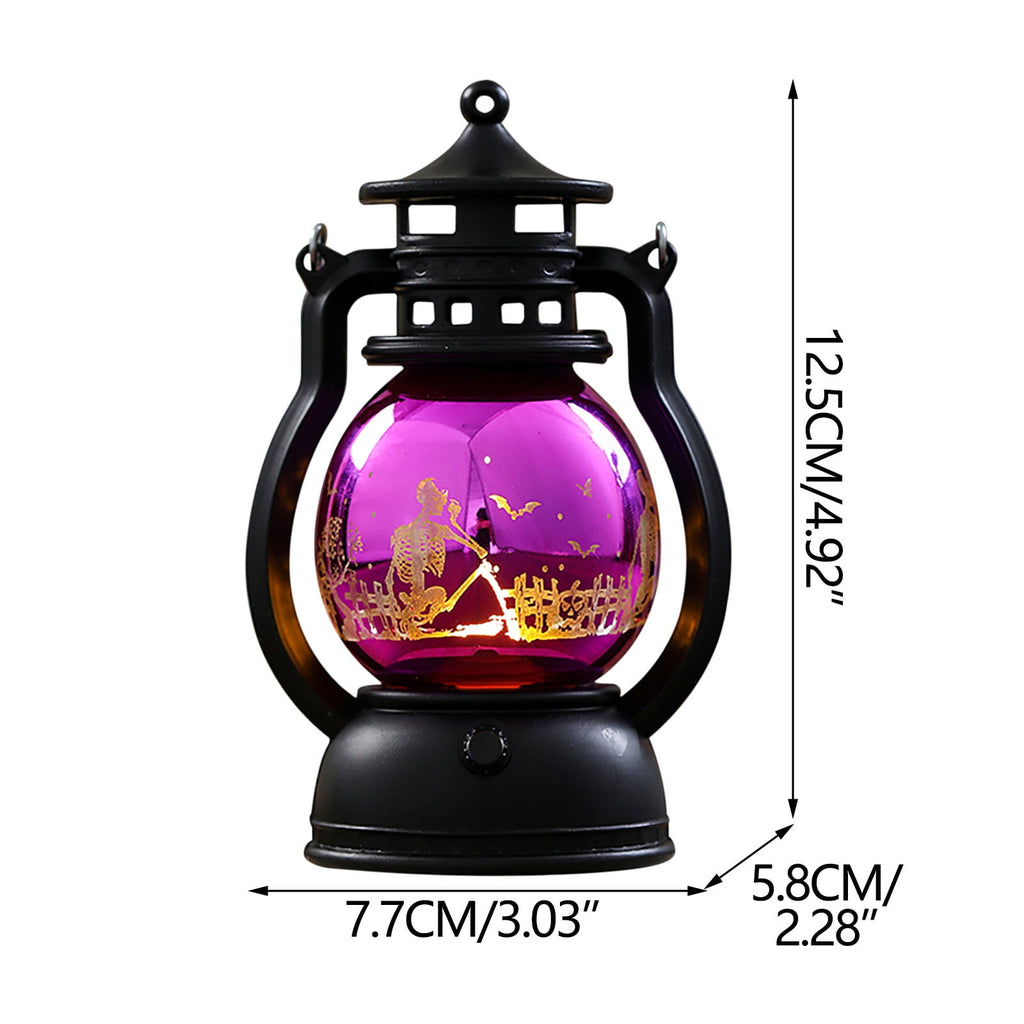 LHNFT Halloween Lantern Night Light, Vintage Oil Lamp Wall Light Outdoor, Battery Operated Hanging Lantern for Party Decor, Halloween Decorations Outdoor