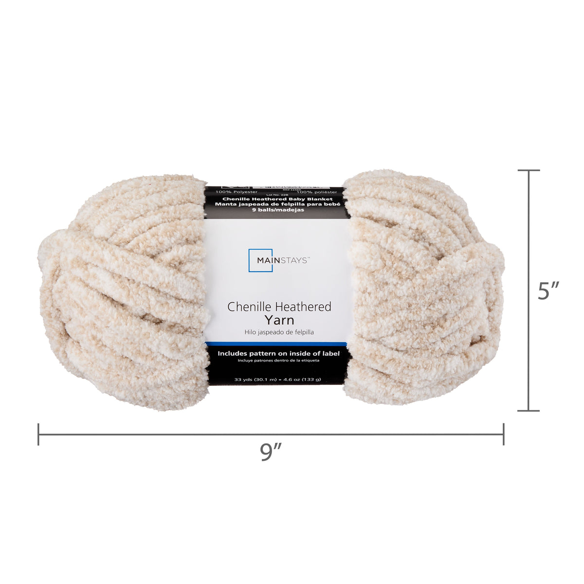Mainstays Chenille Heathered Yarn Multi-Pastel, 33 Yards, 100 Percent Polyester, Super Bulky Weight
