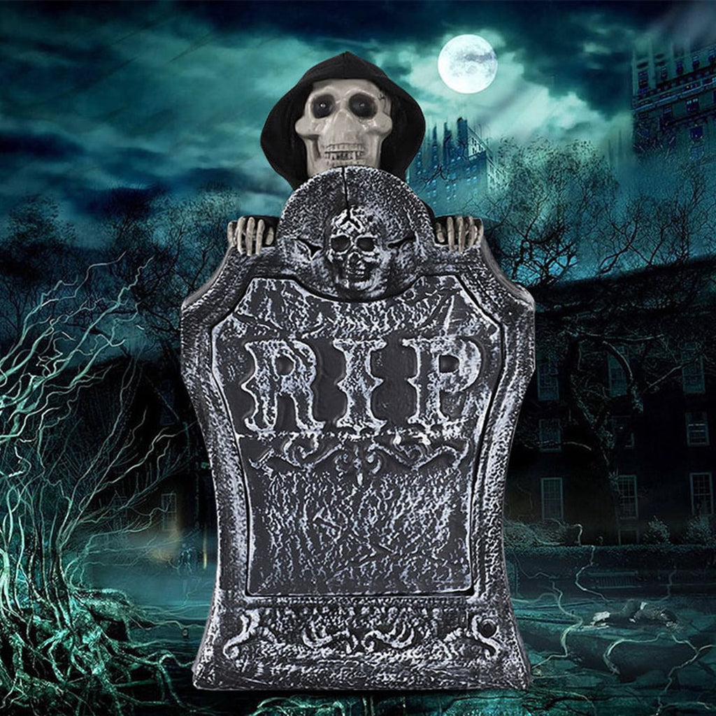 Aodebiao Halloween Animatronic Zombie Tombstone Animated Skeleton Decorations - Sensor Activated with Creepy Sound, Scary Move, Light Up Eyes, Spooky Decor Horror Prop for Indoor/Outdoor