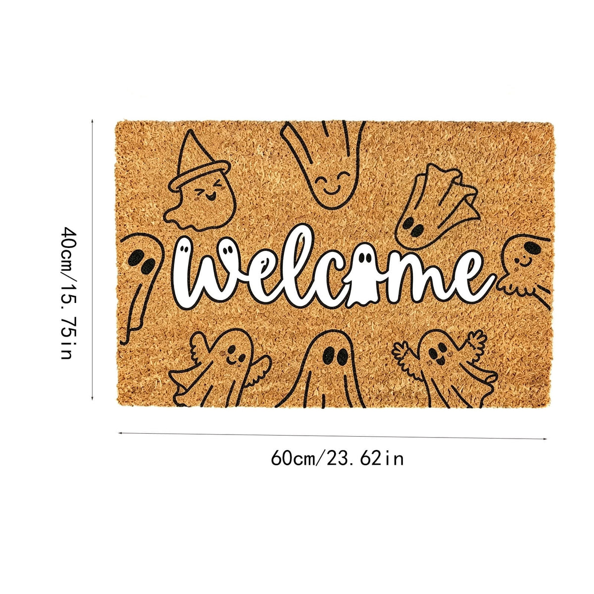 Halloween Doormat Vintage Retro Style Mat 23.6x15.7in Secure-Grip Absorbent Coir Look Entryway Rug for Front Porch Indoor Outdoor Decor by OVFUIZ