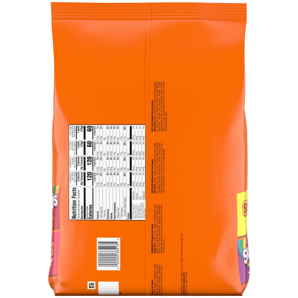 Skittles & Starburst Fun Size Chewy Halloween Candy Variety Pack - 200 Ct Bulk Bag