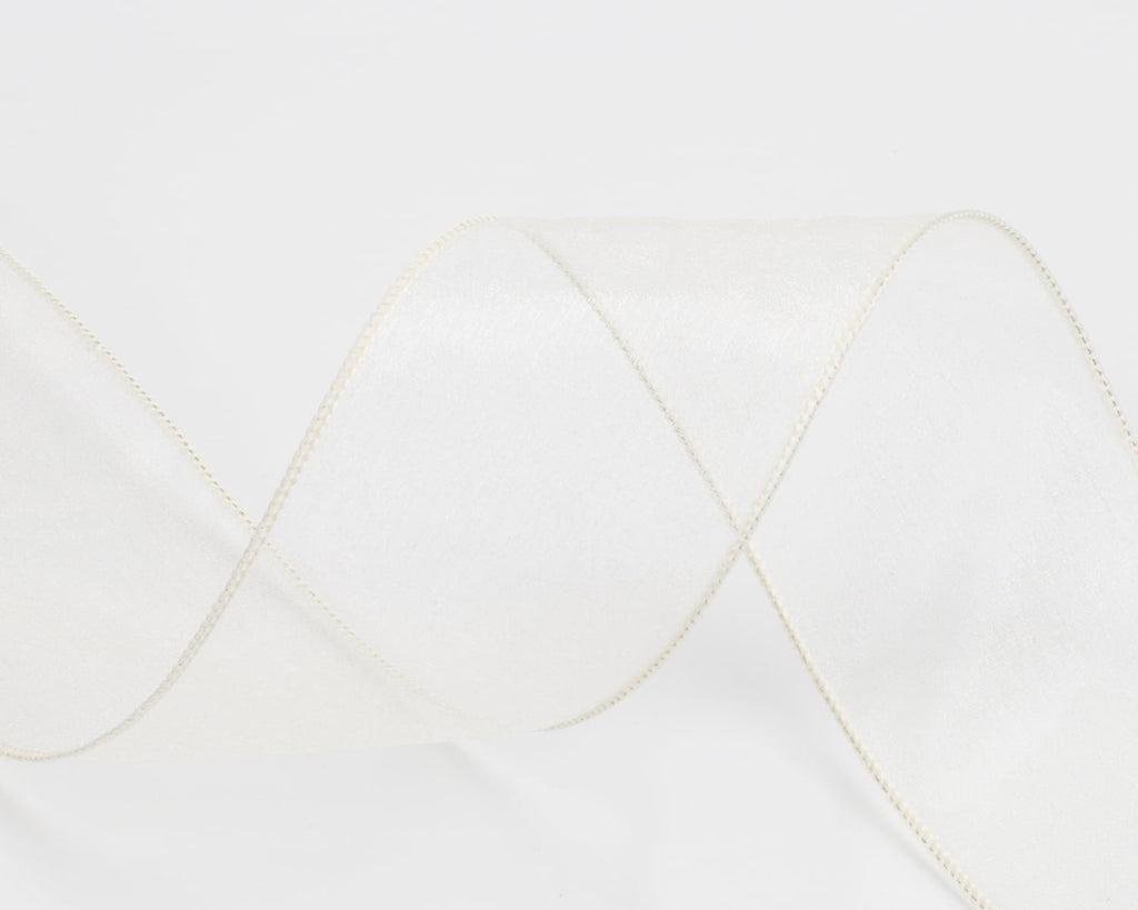 Joycrosso 1.5 Inch White Wired Organza Ribbon - 20 Yards Sheer Decorative Ribbon for Gift Wrapping, Wedding Decor, Christmas Tree, Crafts & DIY Projects