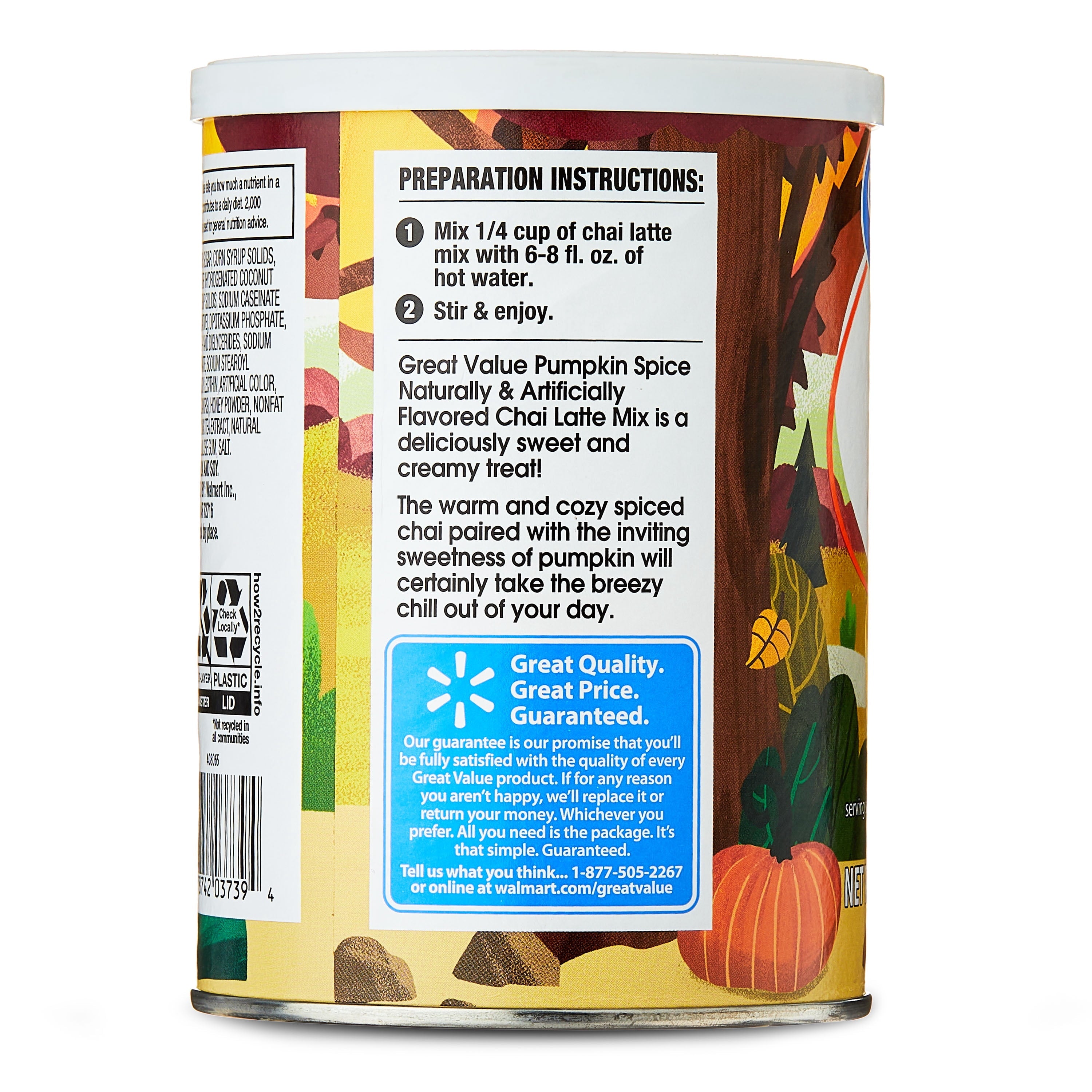 Great Value Pumpkin Spice Chai Latte Mix 10oz