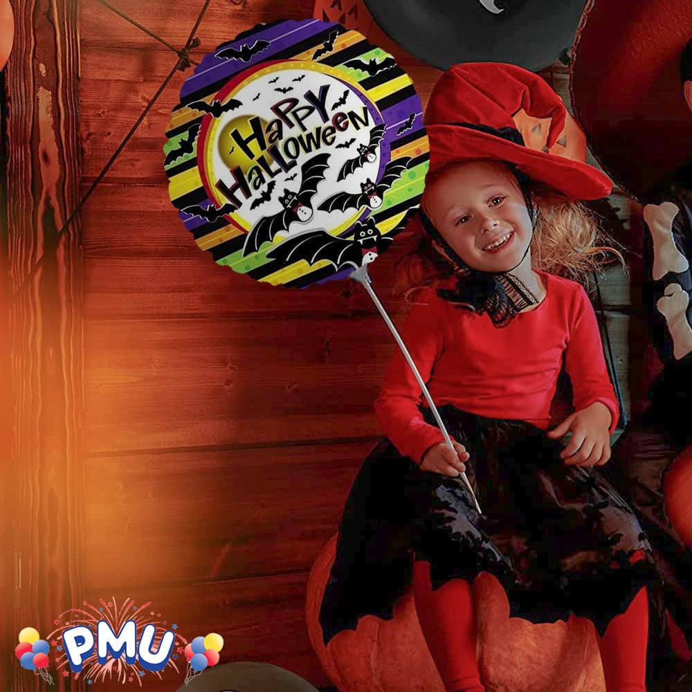PMU Halloween Party Decoration "Happy Halloween" Jack Faces Aglow 18 Inch Mylar-Foil Balloon (1pkg) Pkg/1