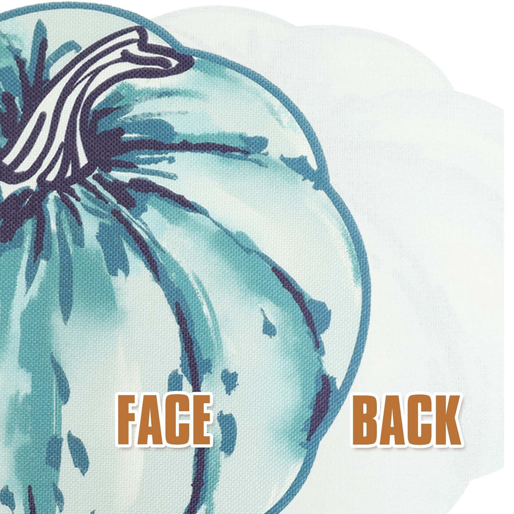 OVZME 4PCS Fall Placemats, Autumn Printed Pumpkin Place Mats for Kitchen Dining Table, Thanksgiving Harvest Halloween Holiday Decor Placemat, Water-Proof, Each 13" x 15", Dark Blue
