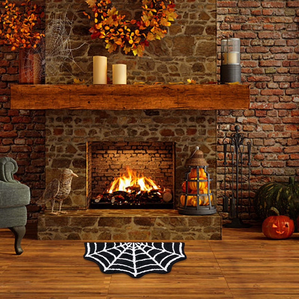 Harliver Spider Web Gothic Cute Fun Halloween Floor Mat, Non Slip Washable Welcome Door Mat, Fall Thanksgiving Rugs for Indoor Outdoor Entrance Home Bathroom Living Room Decor (Black)