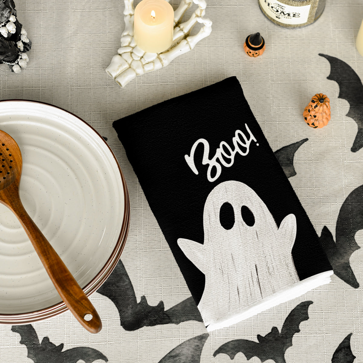 Sm:)e Spider Web Jack-O'-Lantern Pumpkin Cat Happy Halloween Kitchen Towels Dish Towels 18x26 Inch Set of 2