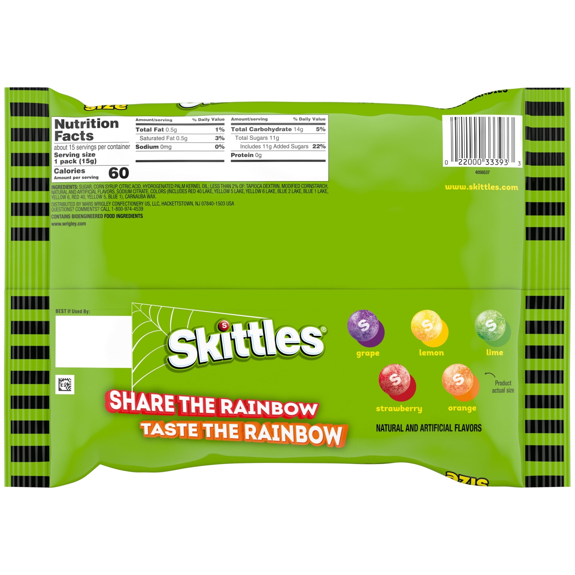 Skittles Sours Fun Size Chewy Halloween Candy - 8.04 oz Bag
